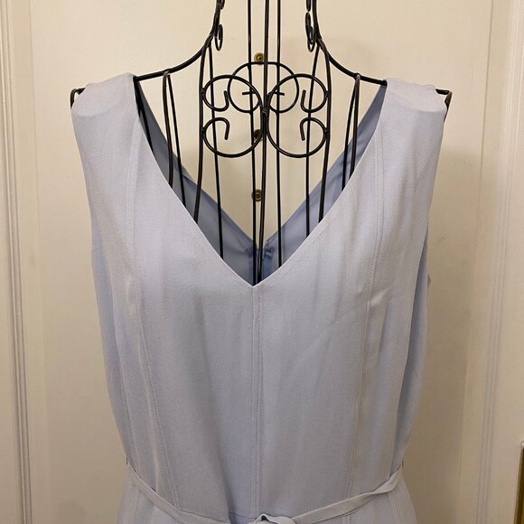 Vintage NWT Banana Republic Blue A-Line Sleeveless 100% Silk Midi Dress Size 4 - Picture 2 of 10